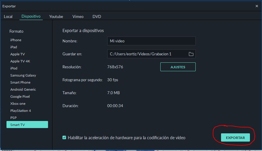Exportar proyecto en Filmora